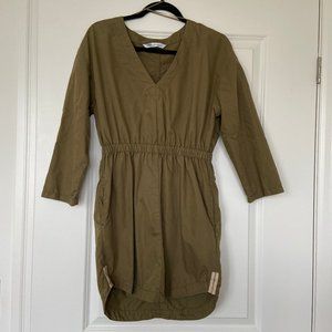 Zara Khaki Green Dress Elastic Waistband